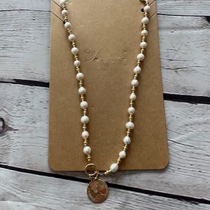 New Vintage Havana Kiara Gold Coin necklace Pearl